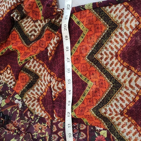 New Directions Peasant Blouse Size L Bohemian Mixed Print Fall Winter Casual - Picture 7 of 12